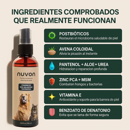 Nuvon – El spray que restaura la piel de tu mascota desde el primer día