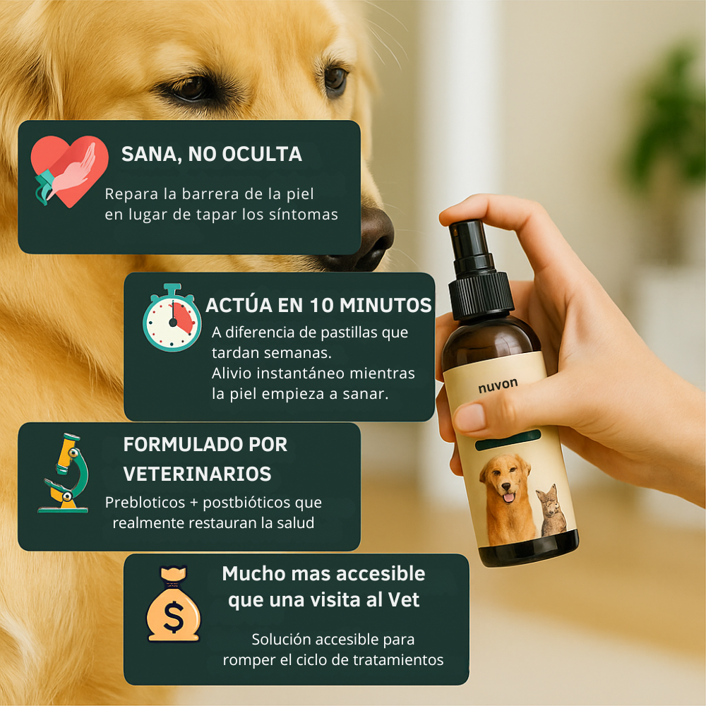 Nuvon – El spray que restaura la piel de tu mascota desde el primer día